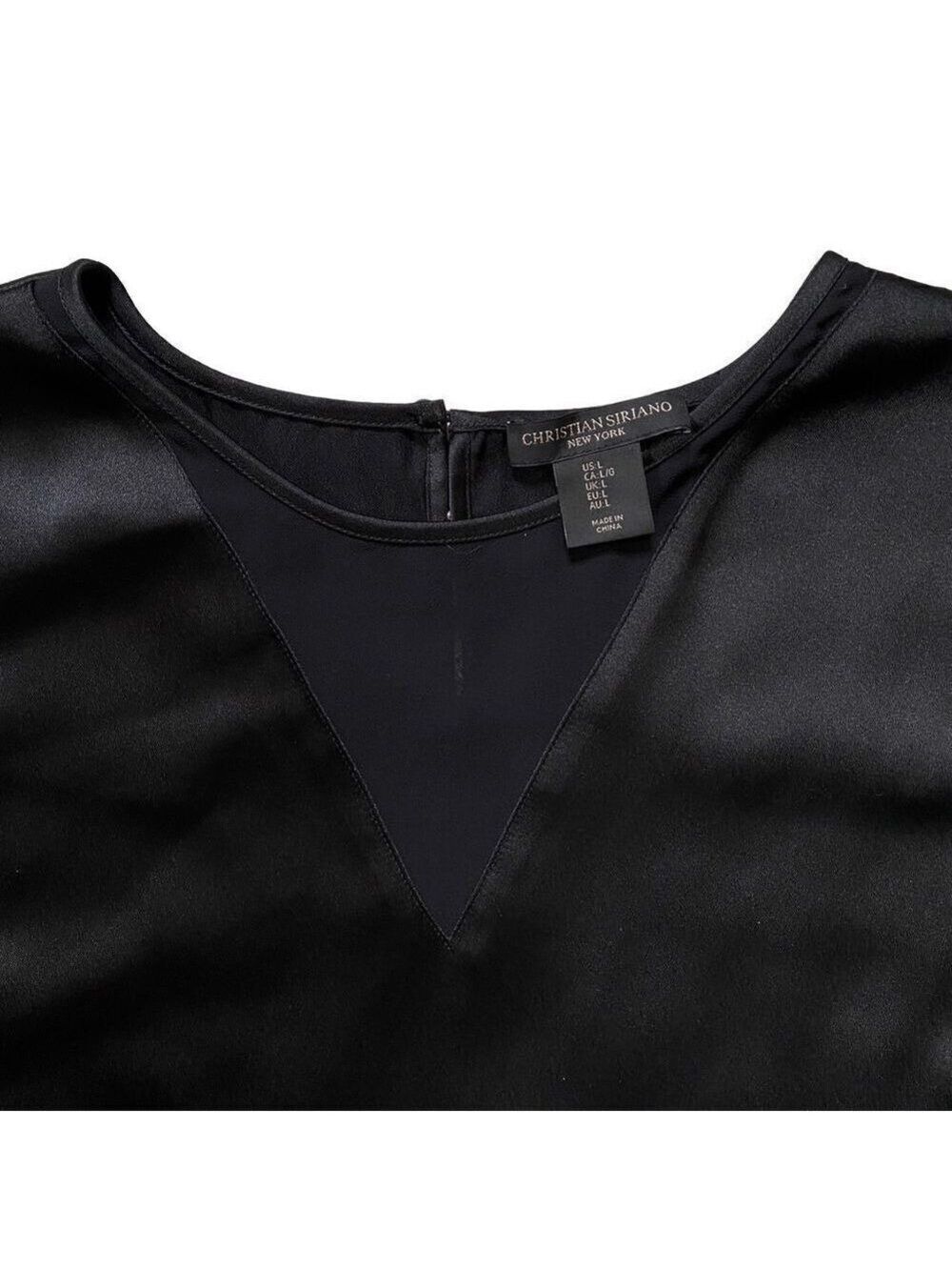 Christian Siriano Sheer V Neck Women's Large Black Sleeveless Blouse Top - Picture 5 of 10